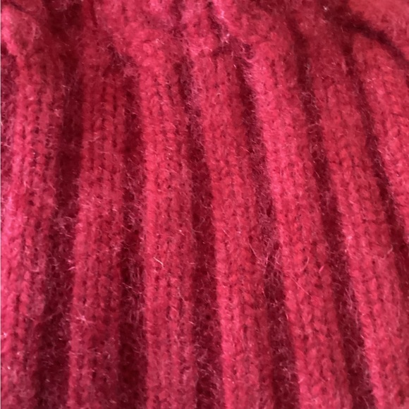 Pure Cashmere Cable Knit Winter Beanie Hat Burgundy Red - Picture 3 of 6